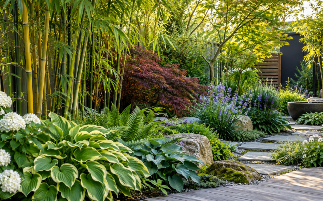 Comment associer bambous et plantes vivaces pour créer un jardin harmonieux toute l&rsquo;année